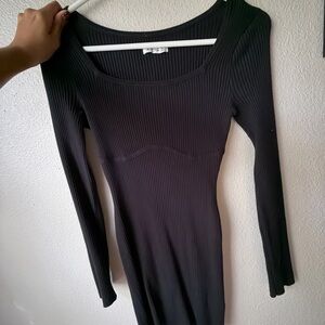 Hollister Black Ribbed Long Sleeve Sweater Mini Dress size XS